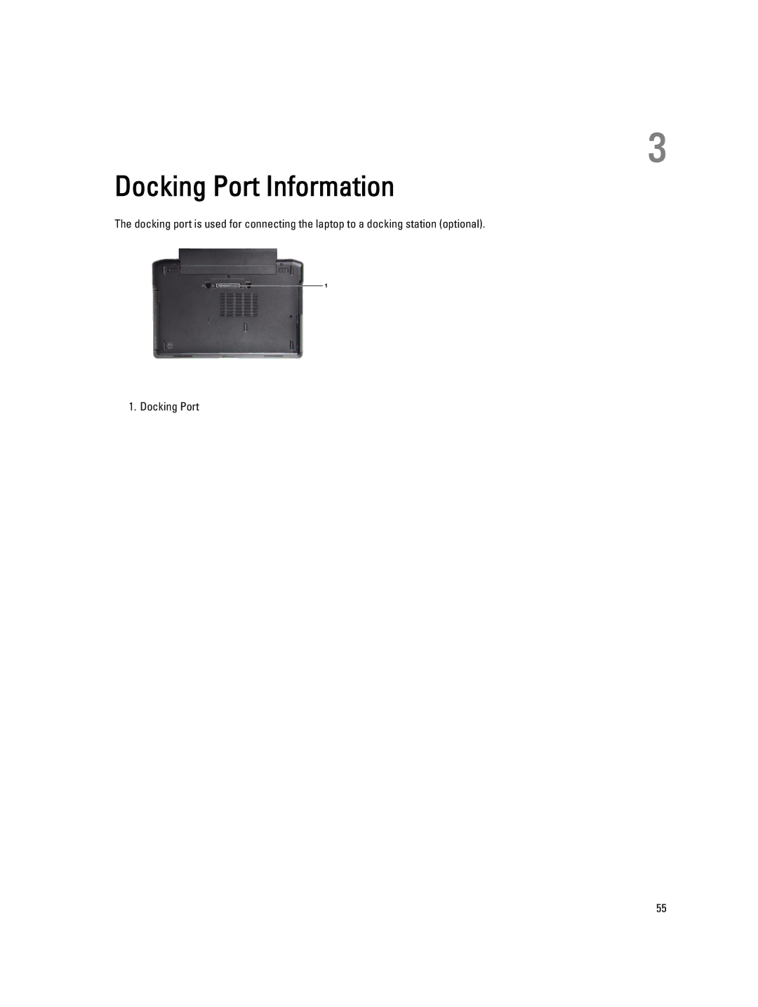 Dell E6330 owner manual Docking Port Information 