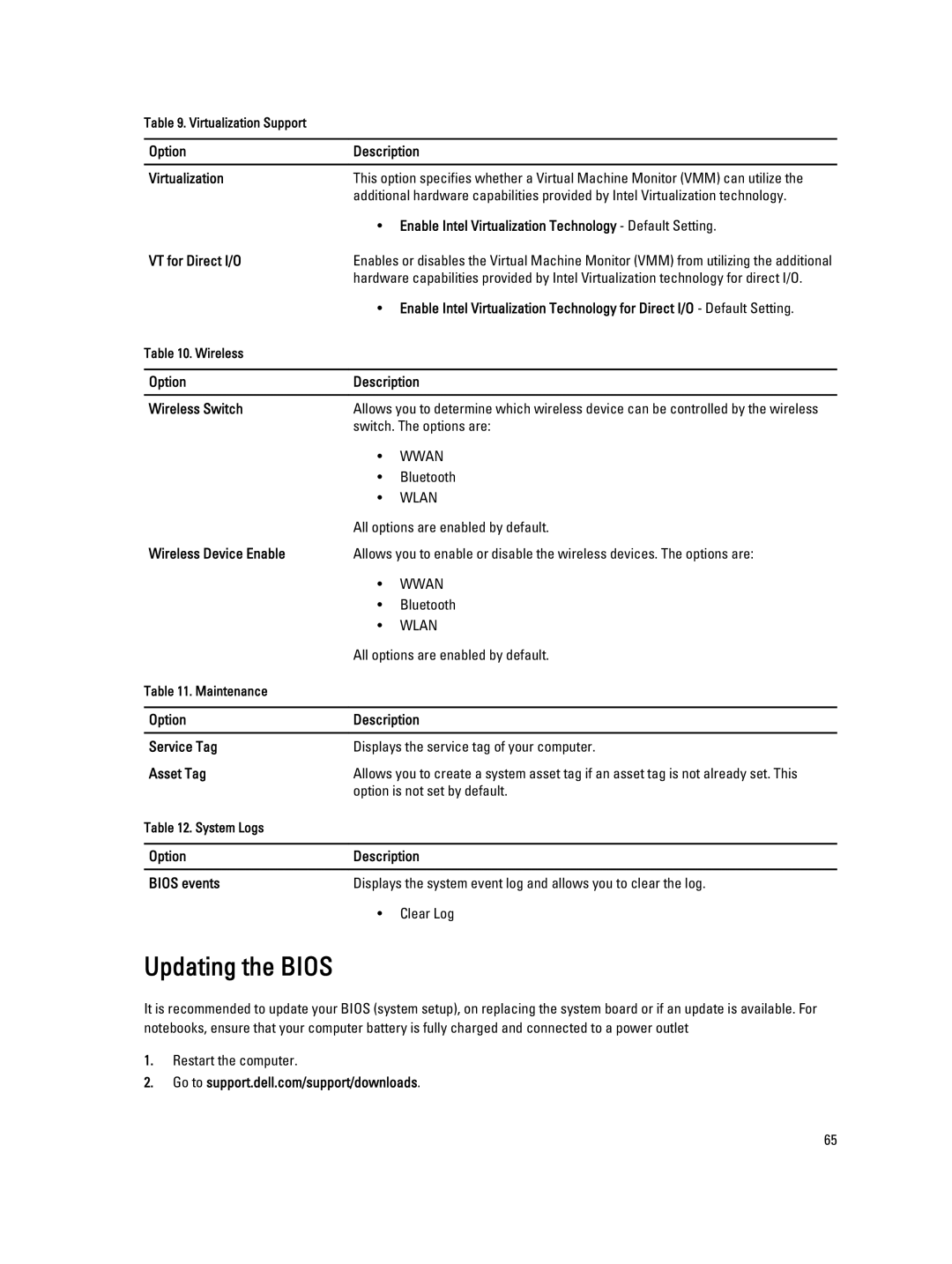 Dell E6330 owner manual Updating the Bios 