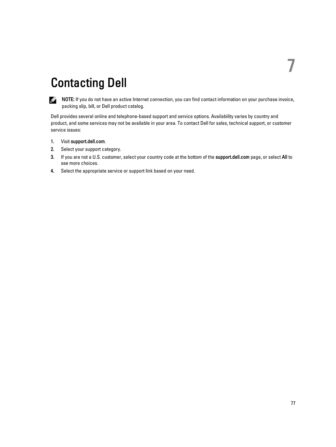 Dell E6330 owner manual Contacting Dell, Visit support.dell.com 