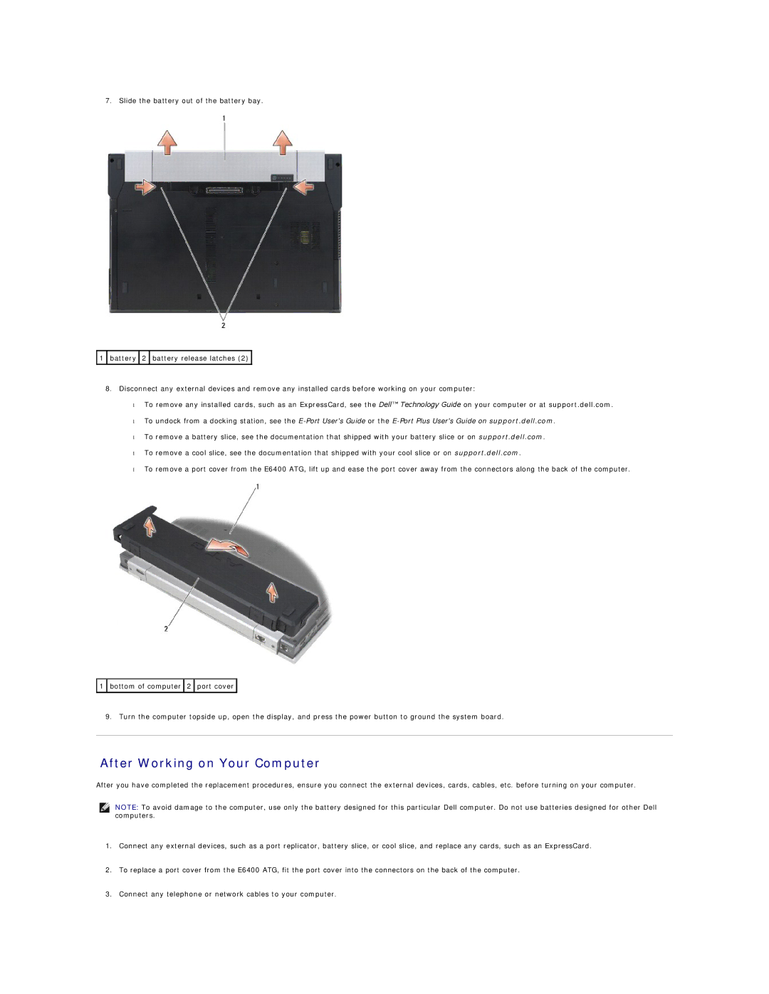 Dell E6400 ATG manual After Working on Your Computer 