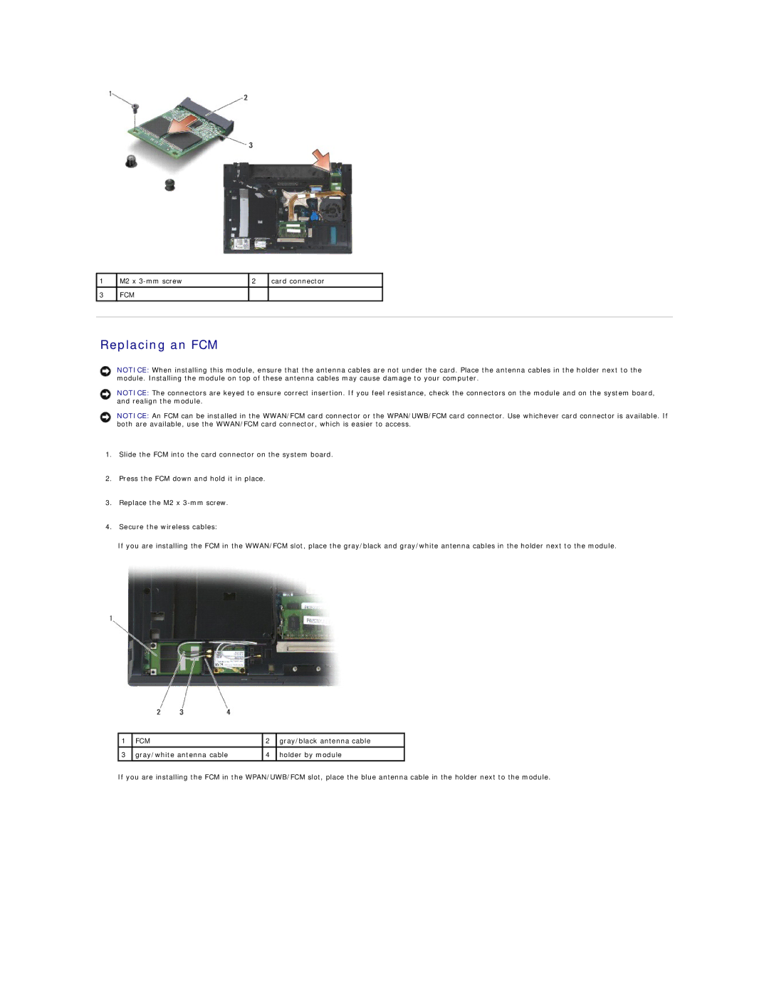 Dell E6400 ATG manual Replacing an FCM 