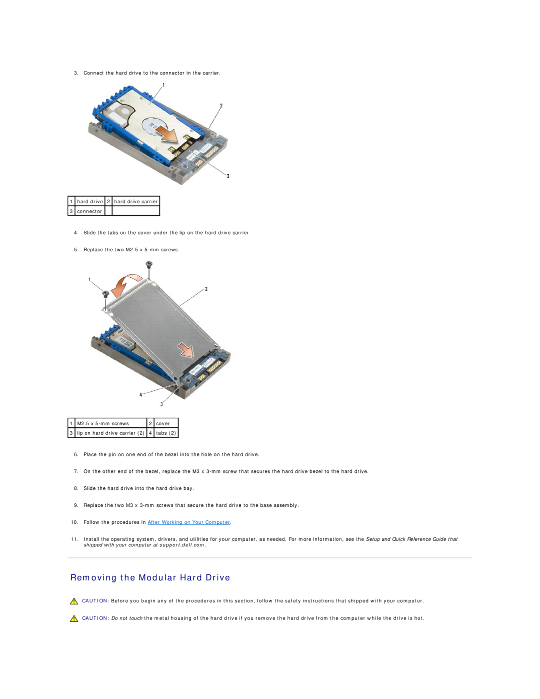 Dell E6400 ATG manual Removing the Modular Hard Drive 