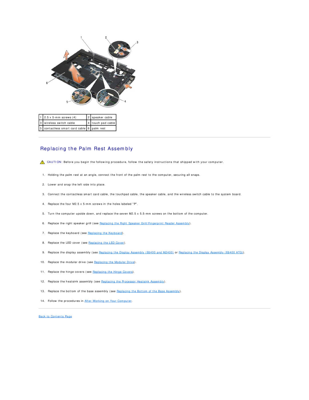 Dell E6400 ATG manual Replacing the Palm Rest Assembly 