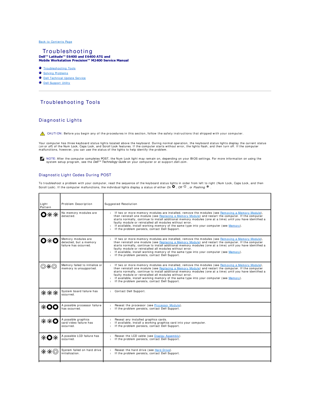 Dell E6400 ATG manual Troubleshooting Tools 