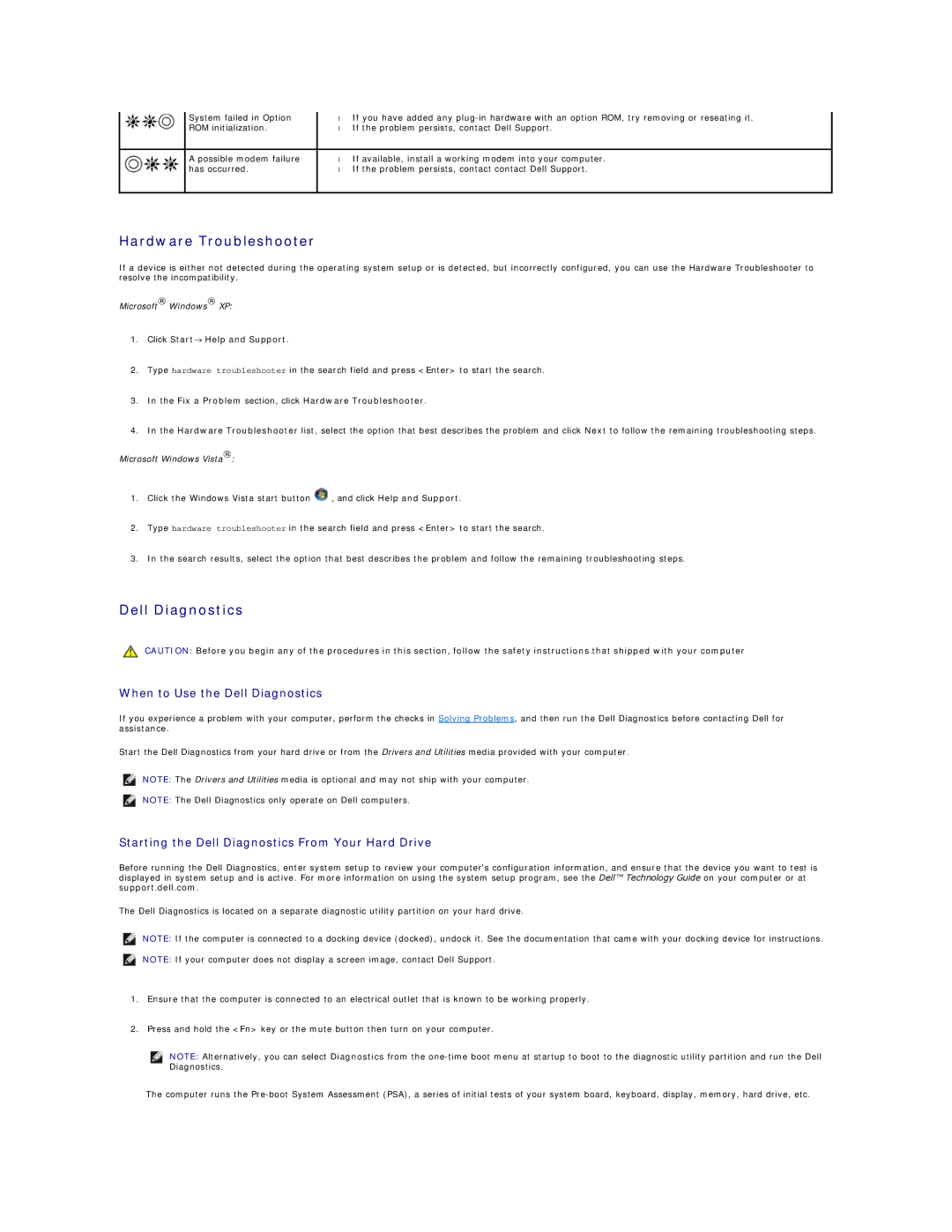 Dell E6400 ATG manual Hardware Troubleshooter 