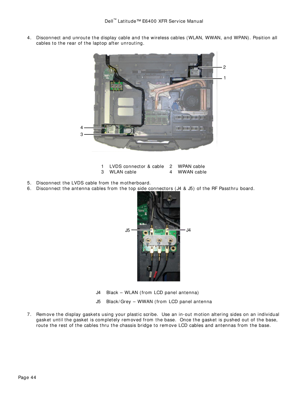 Dell E6400 XFR service manual Wwan cable 