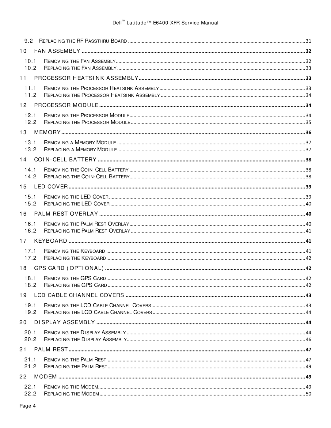 Dell E6400 XFR service manual FAN Assembly 