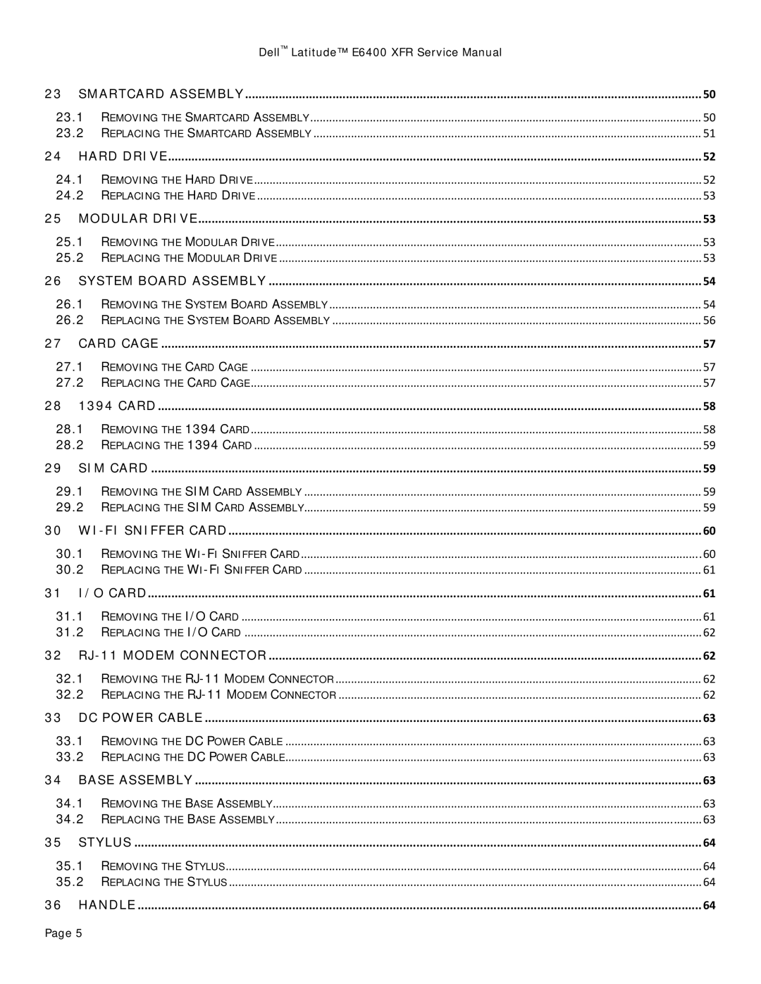 Dell E6400 XFR service manual Smartcard Assembly 