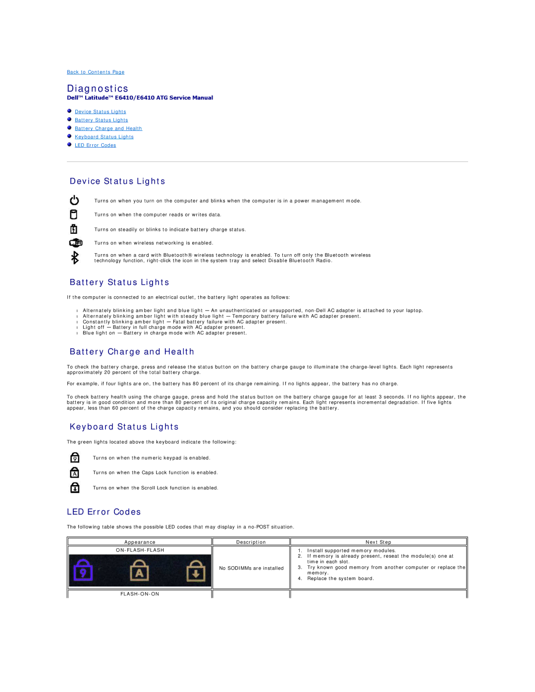 Dell E6410ATG specifications Diagnostics 