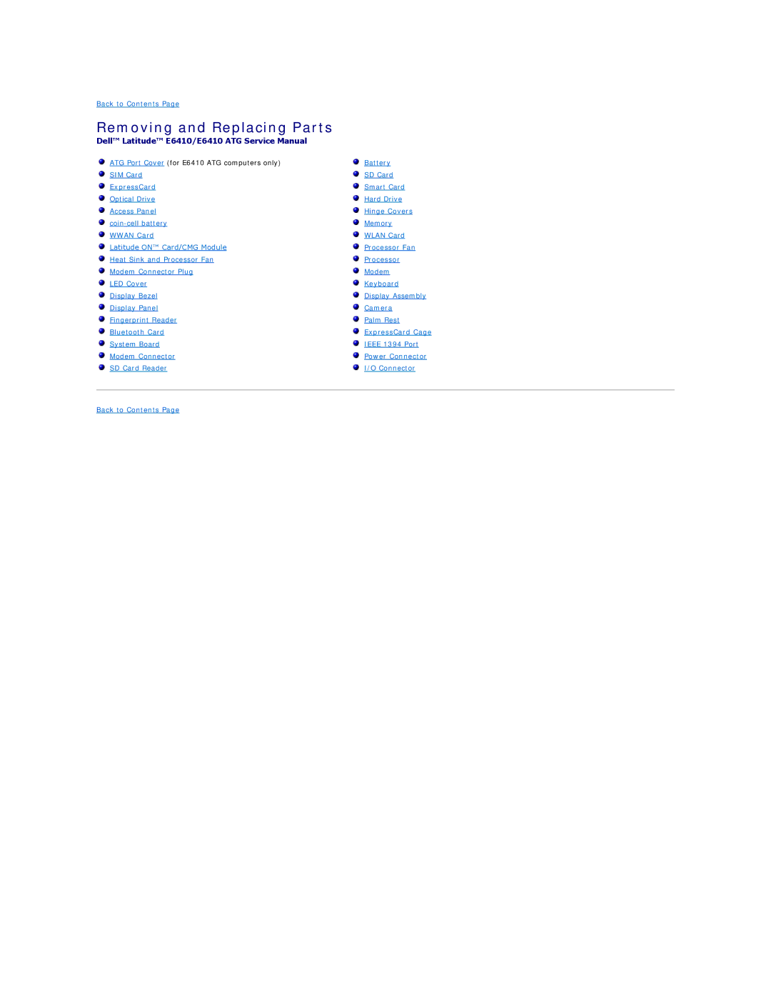 Dell E6410ATG specifications Removing and Replacing Parts 