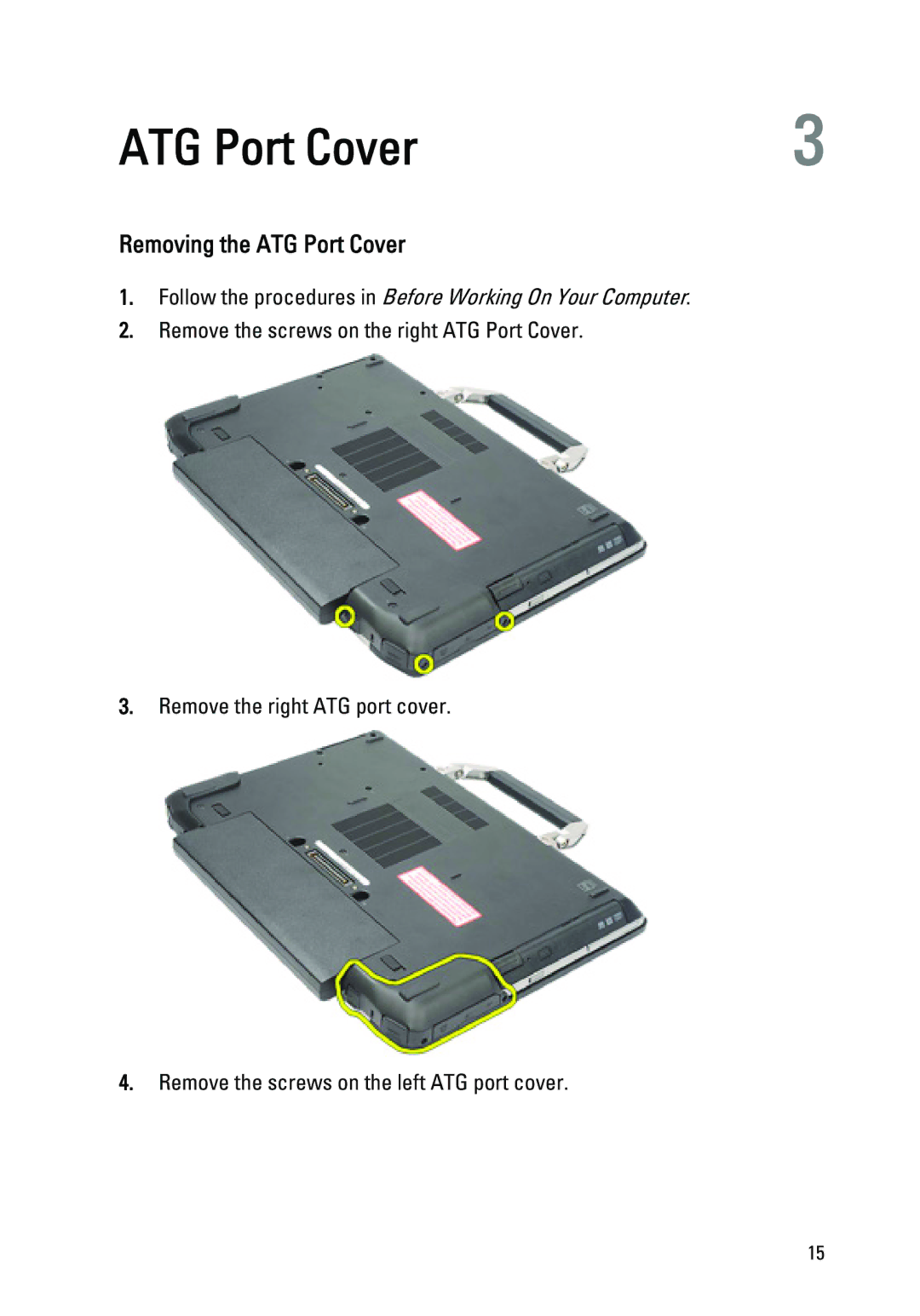 Dell E6420 owner manual Removing the ATG Port Cover 