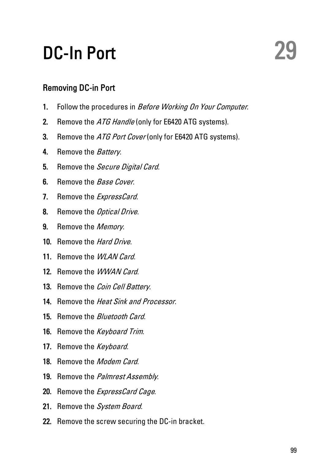 Dell E6420 owner manual DC-In Port, Removing DC-in Port 