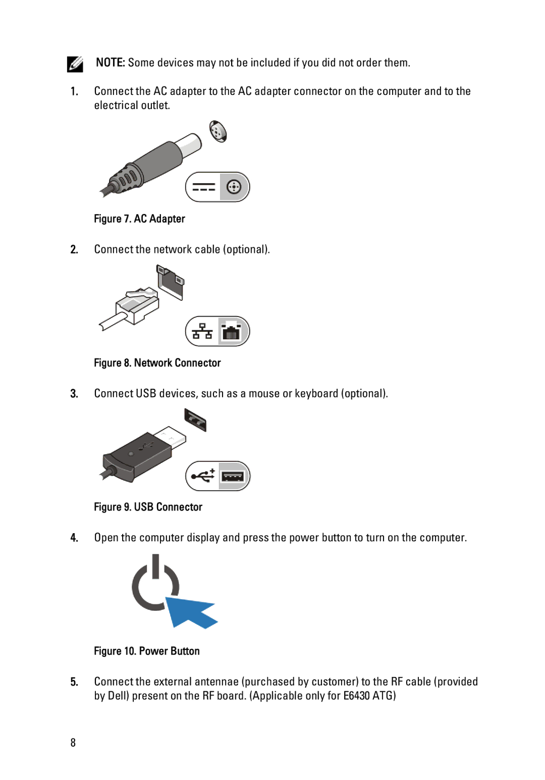 Dell E6530, E6430 ATG manual Connect the network cable optional 