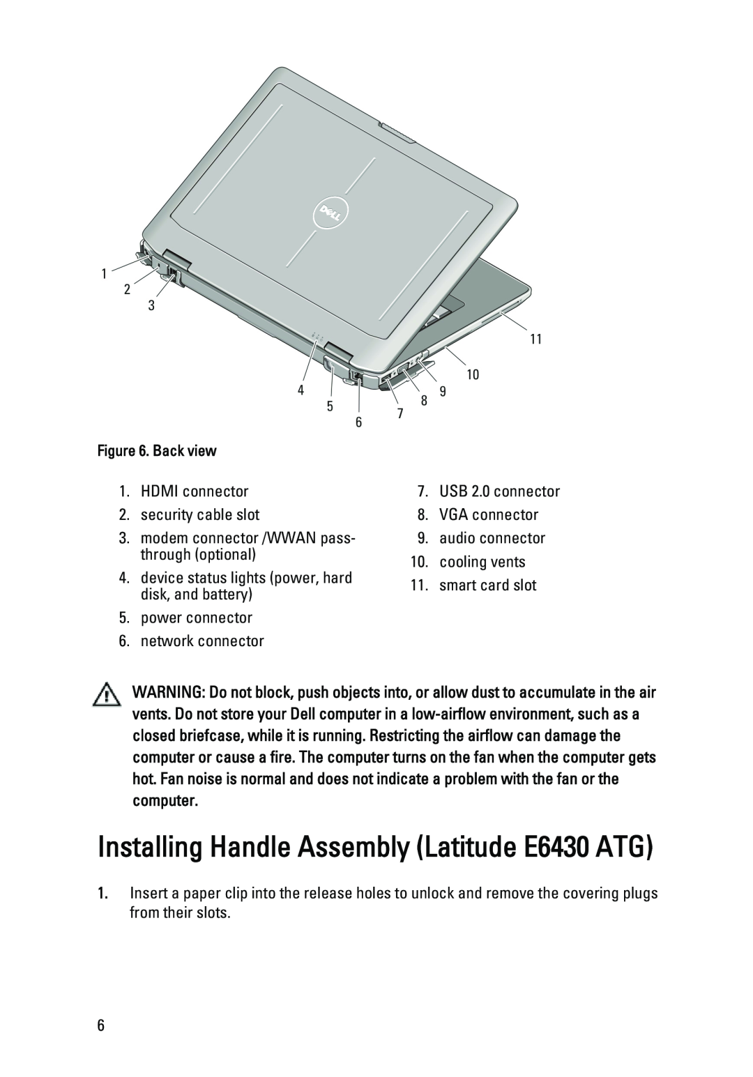Dell E6530 manual Installing Handle Assembly Latitude E6430 ATG 