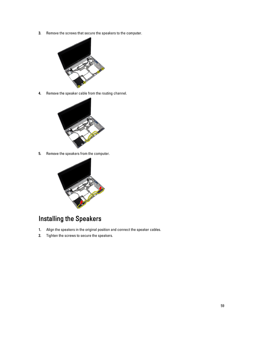 Dell E6430 owner manual Installing the Speakers 