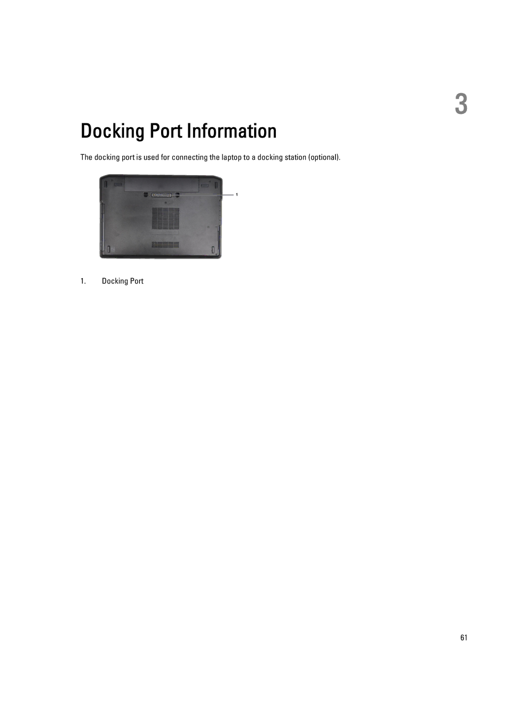 Dell E6430 owner manual Docking Port Information 