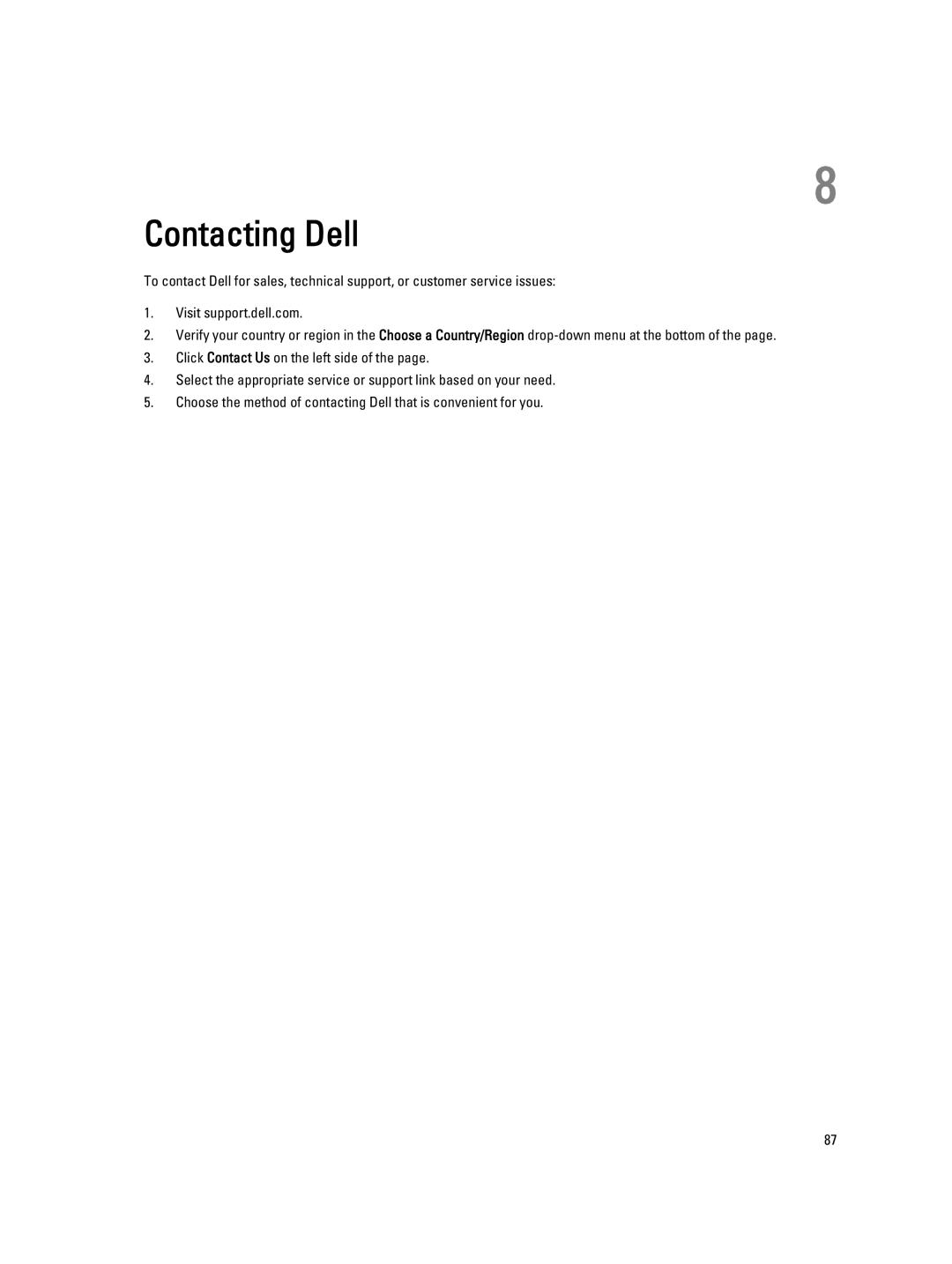 Dell E6430 owner manual Contacting Dell 