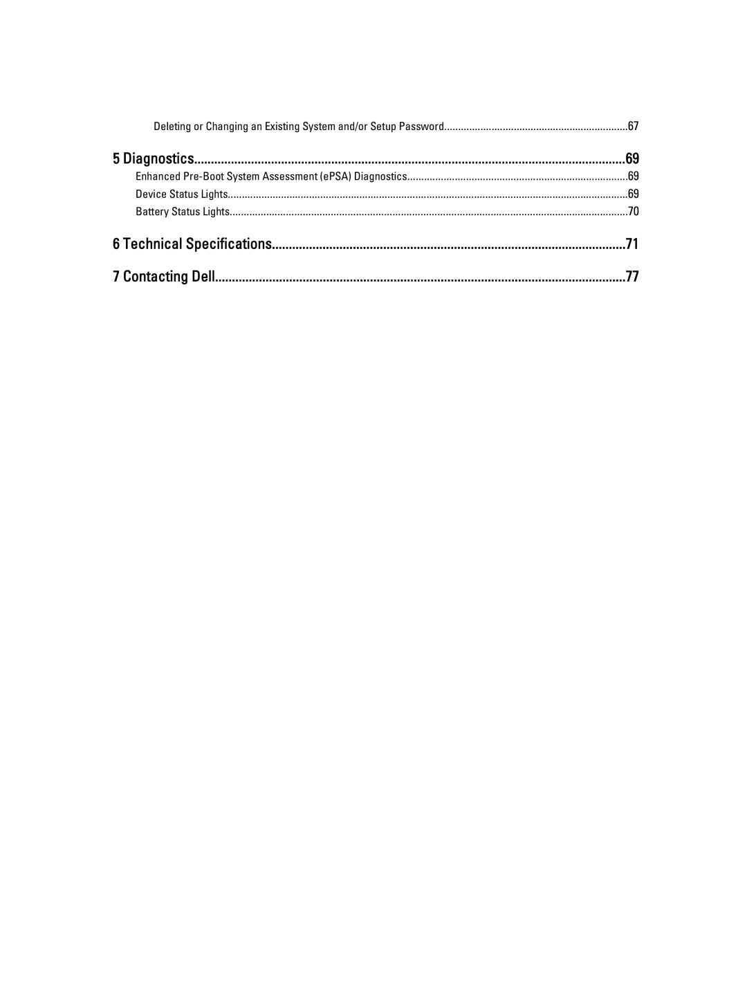 Dell E6430S owner manual Technical Specifications Contacting Dell 