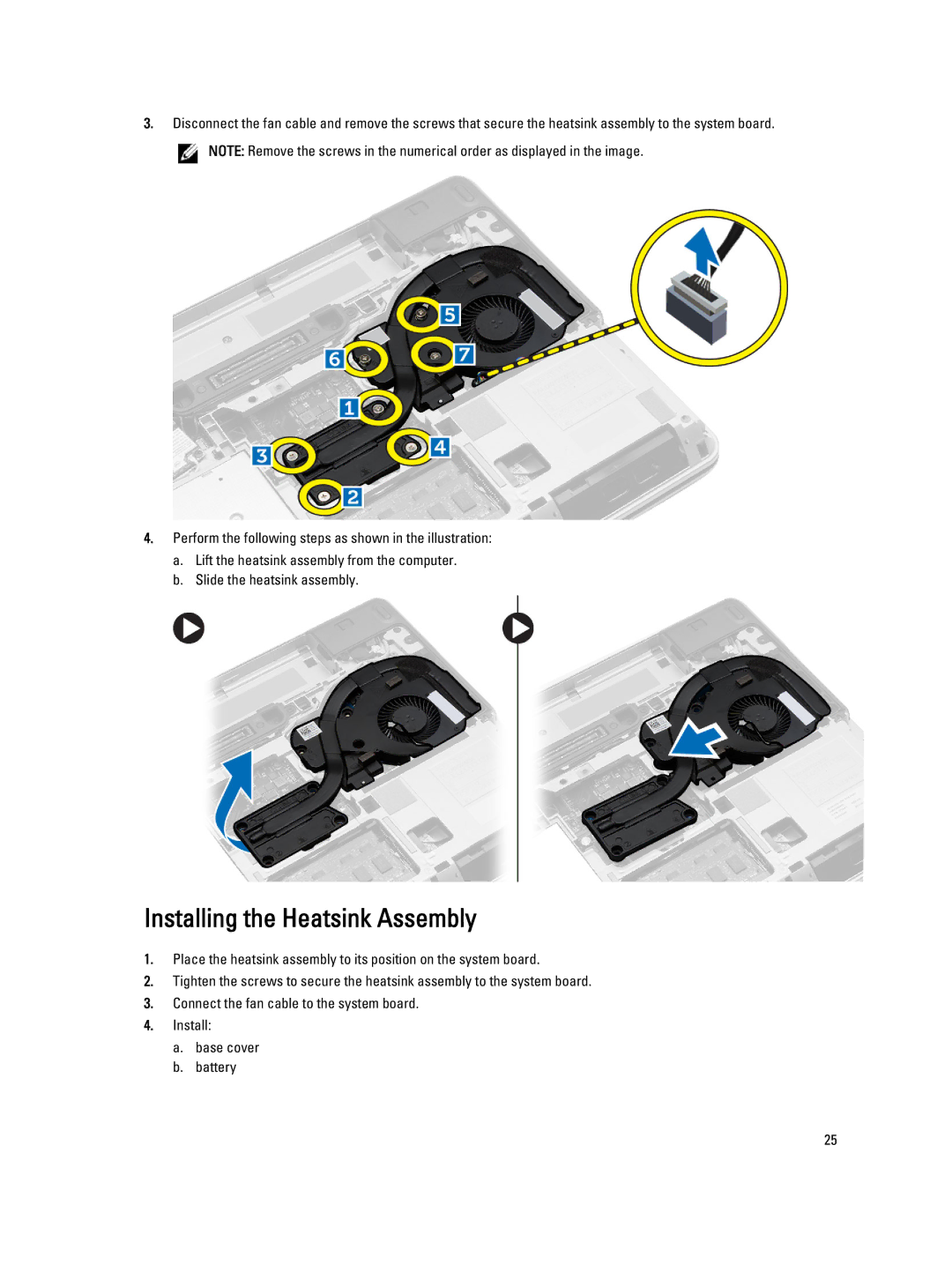 Dell E6440 owner manual Installing the Heatsink Assembly 