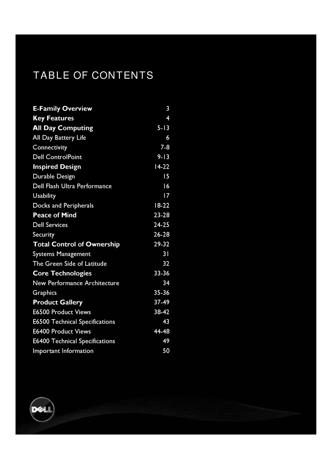 Dell E6500, E6400 manual Table of Contents 