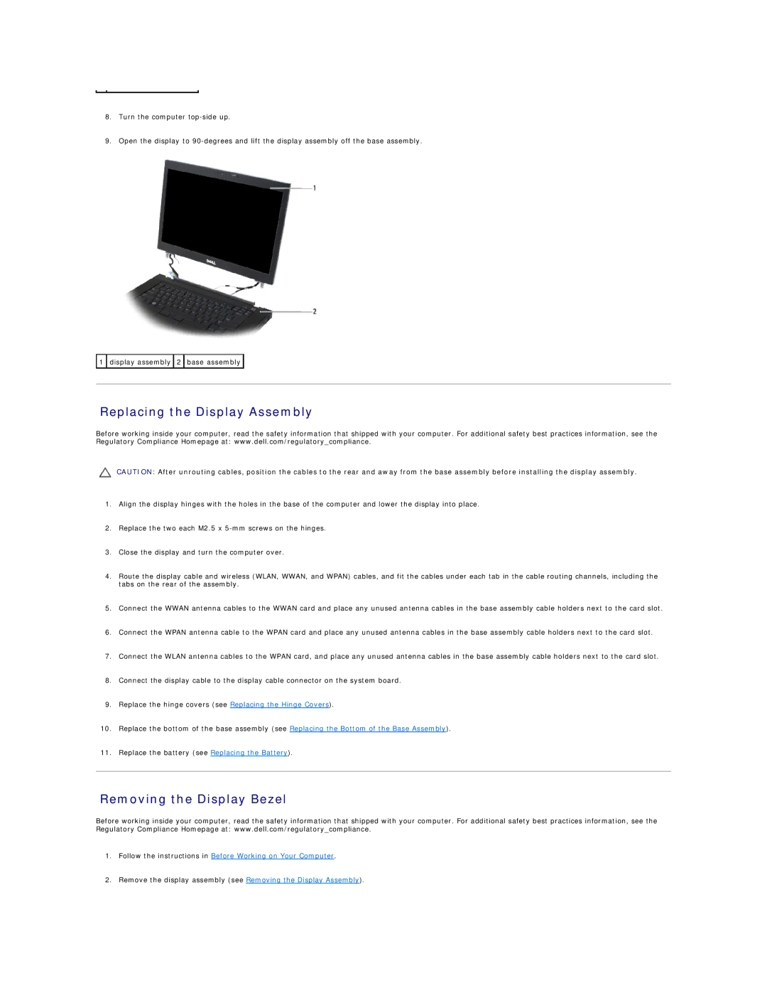 Dell E6500 manual Replacing the Display Assembly, Removing the Display Bezel 