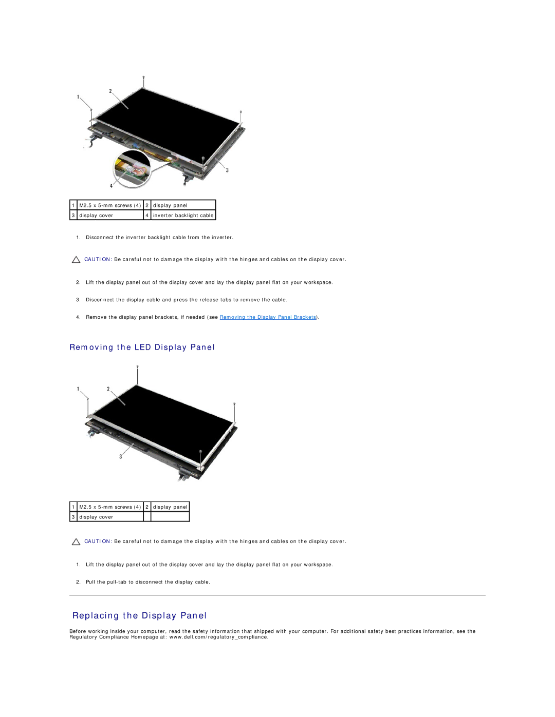 Dell E6500 manual Replacing the Display Panel, Removing the LED Display Panel 