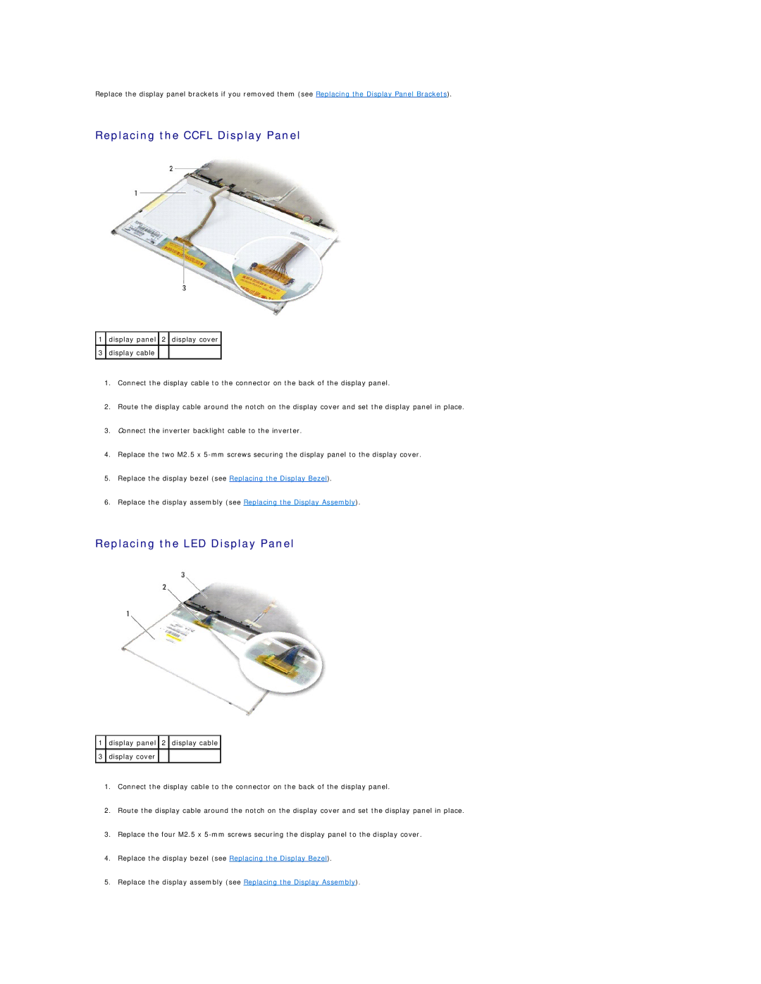 Dell E6500 manual Replacing the Ccfl Display Panel, Replacing the LED Display Panel 