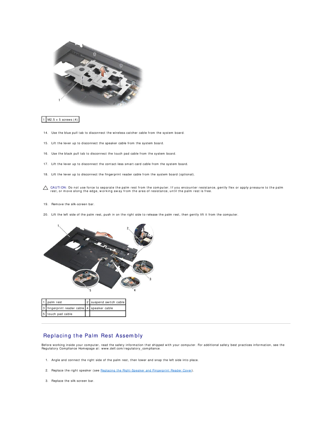 Dell E6500 manual Replacing the Palm Rest Assembly 