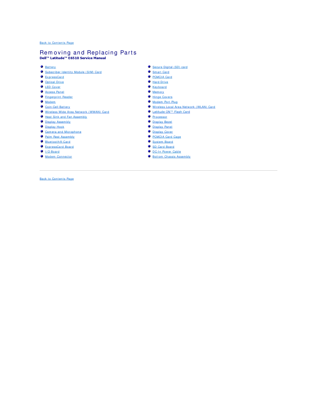 Dell E6510 specifications Removing and Replacing Parts 