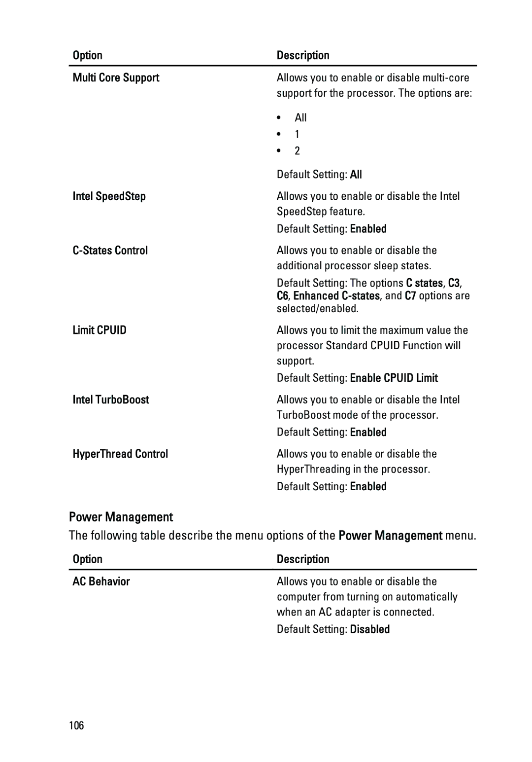 Dell E6520 owner manual Power Management 