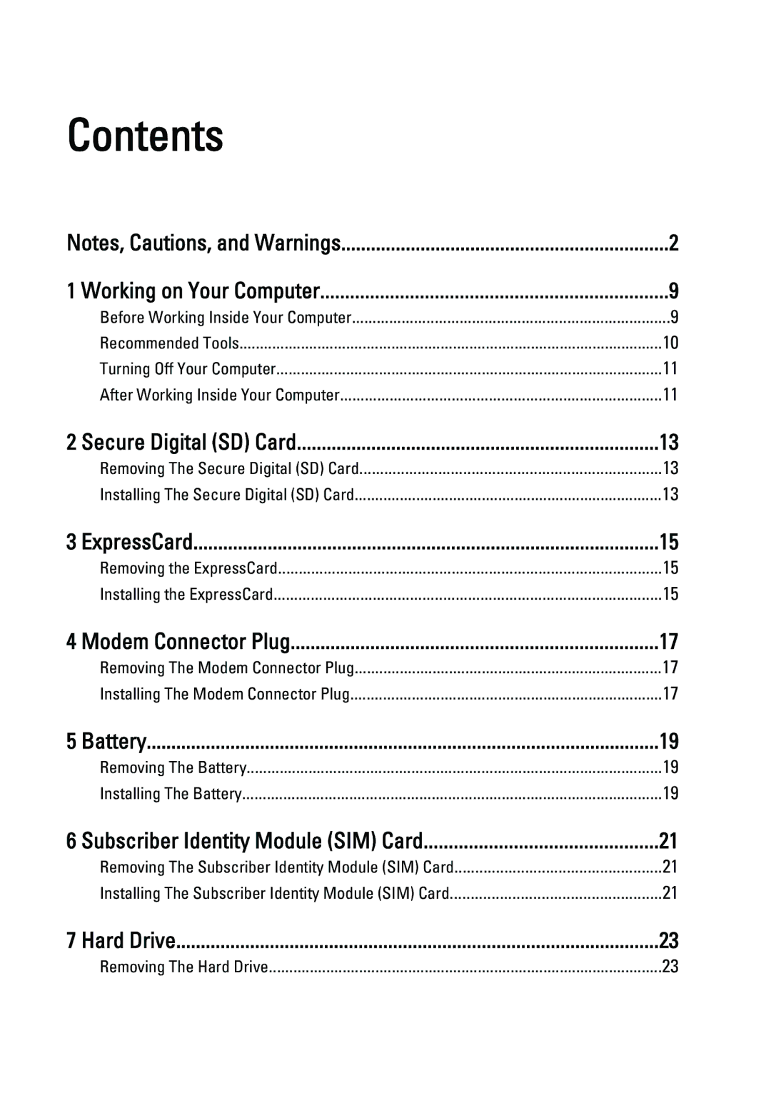 Dell E6520 owner manual Contents 