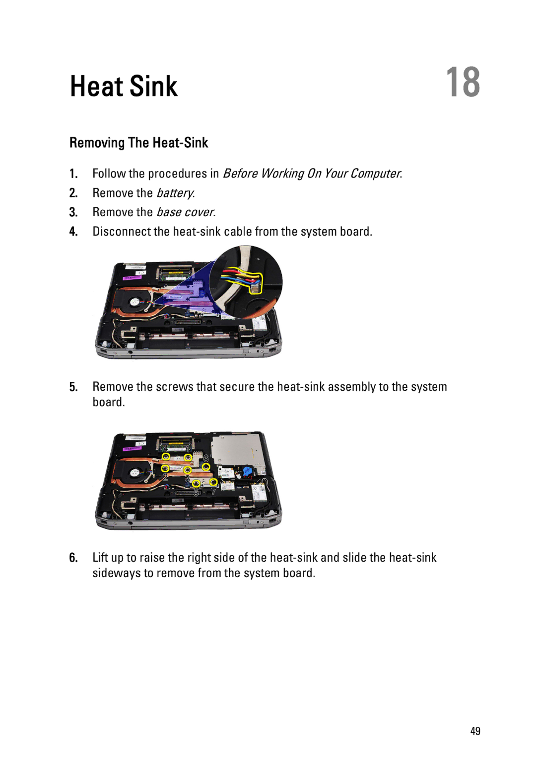 Dell E6520 owner manual Heat Sink, Removing The Heat-Sink 