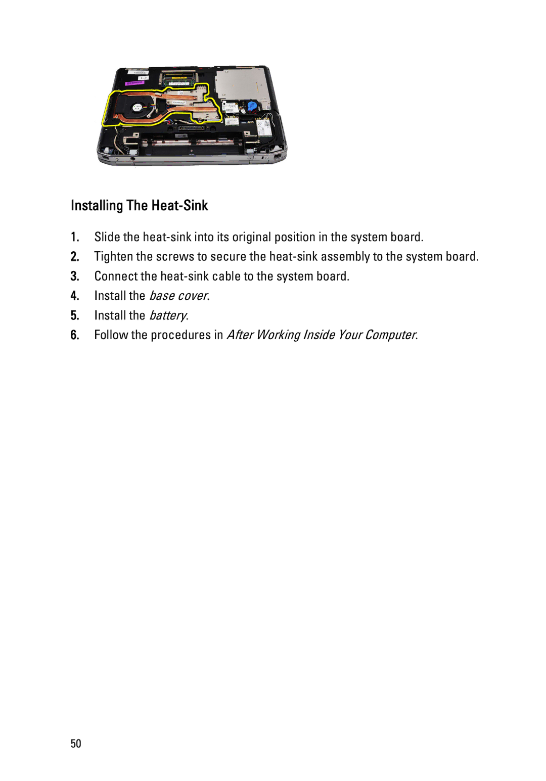 Dell E6520 owner manual Installing The Heat-Sink 