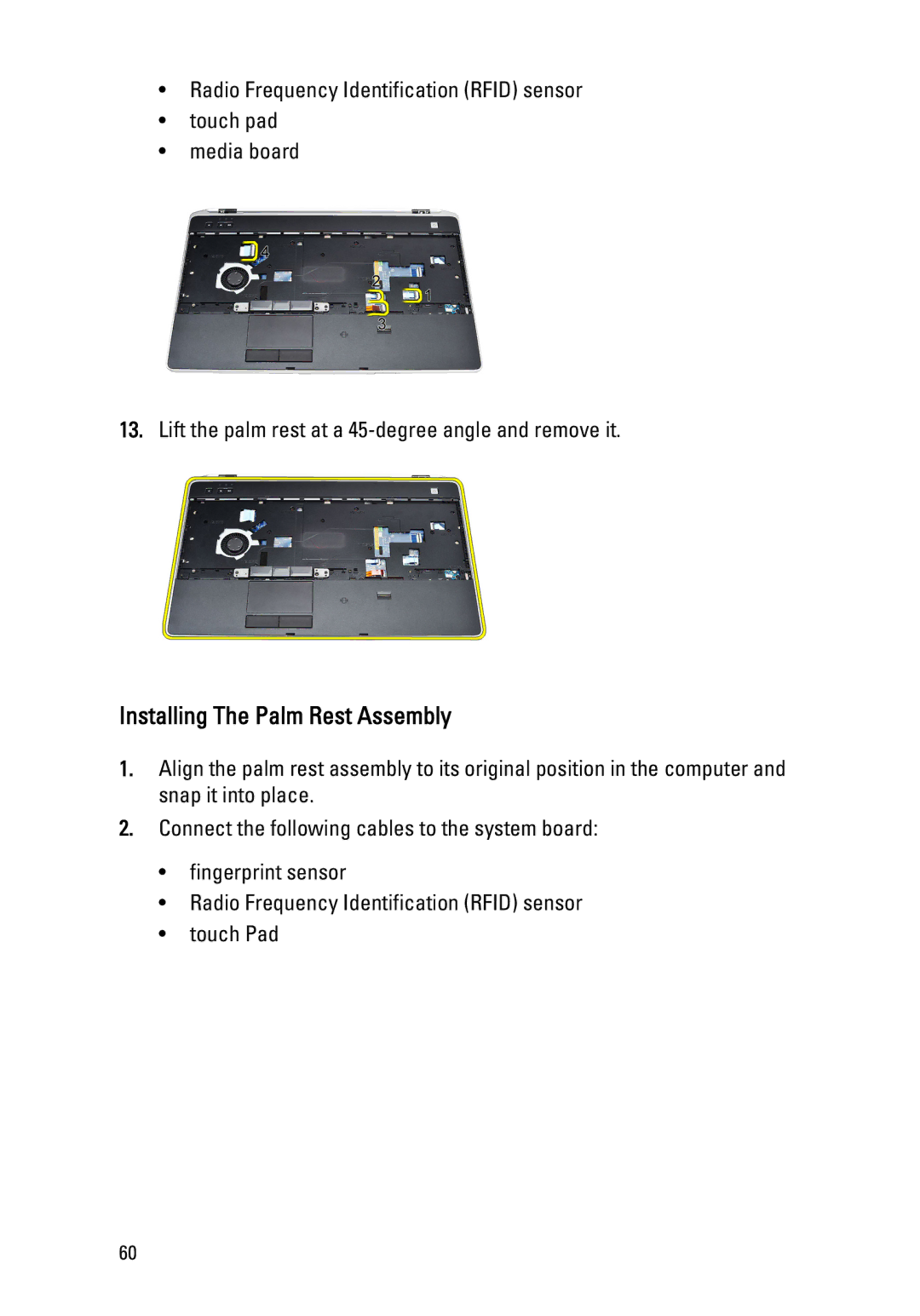 Dell E6520 owner manual Installing The Palm Rest Assembly 