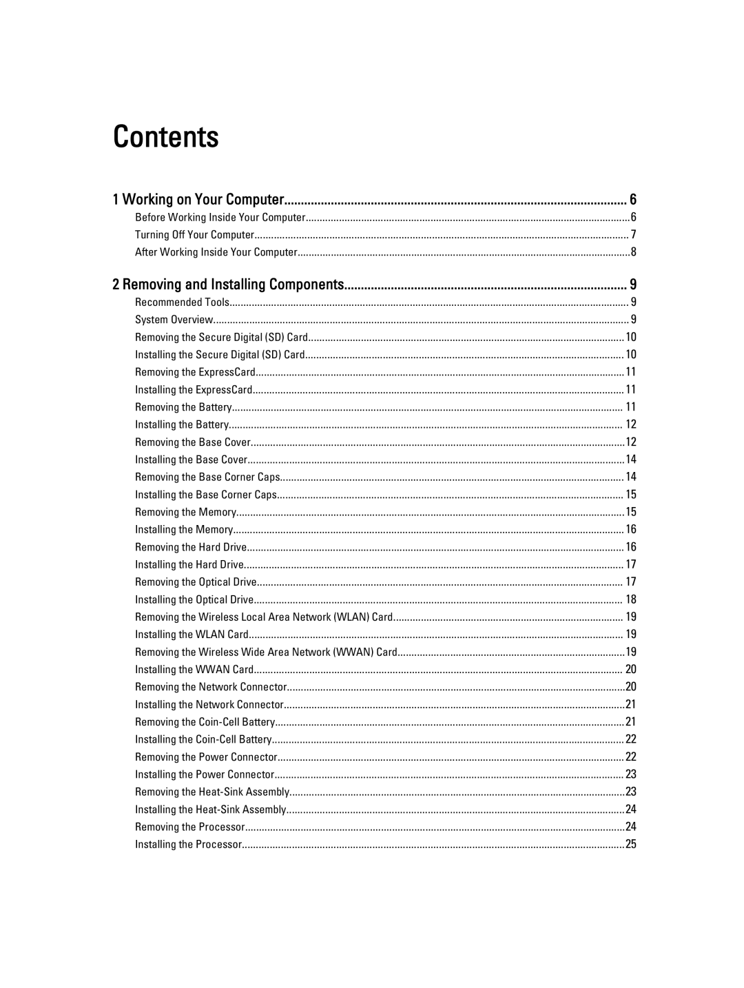 Dell E6540 owner manual Contents 