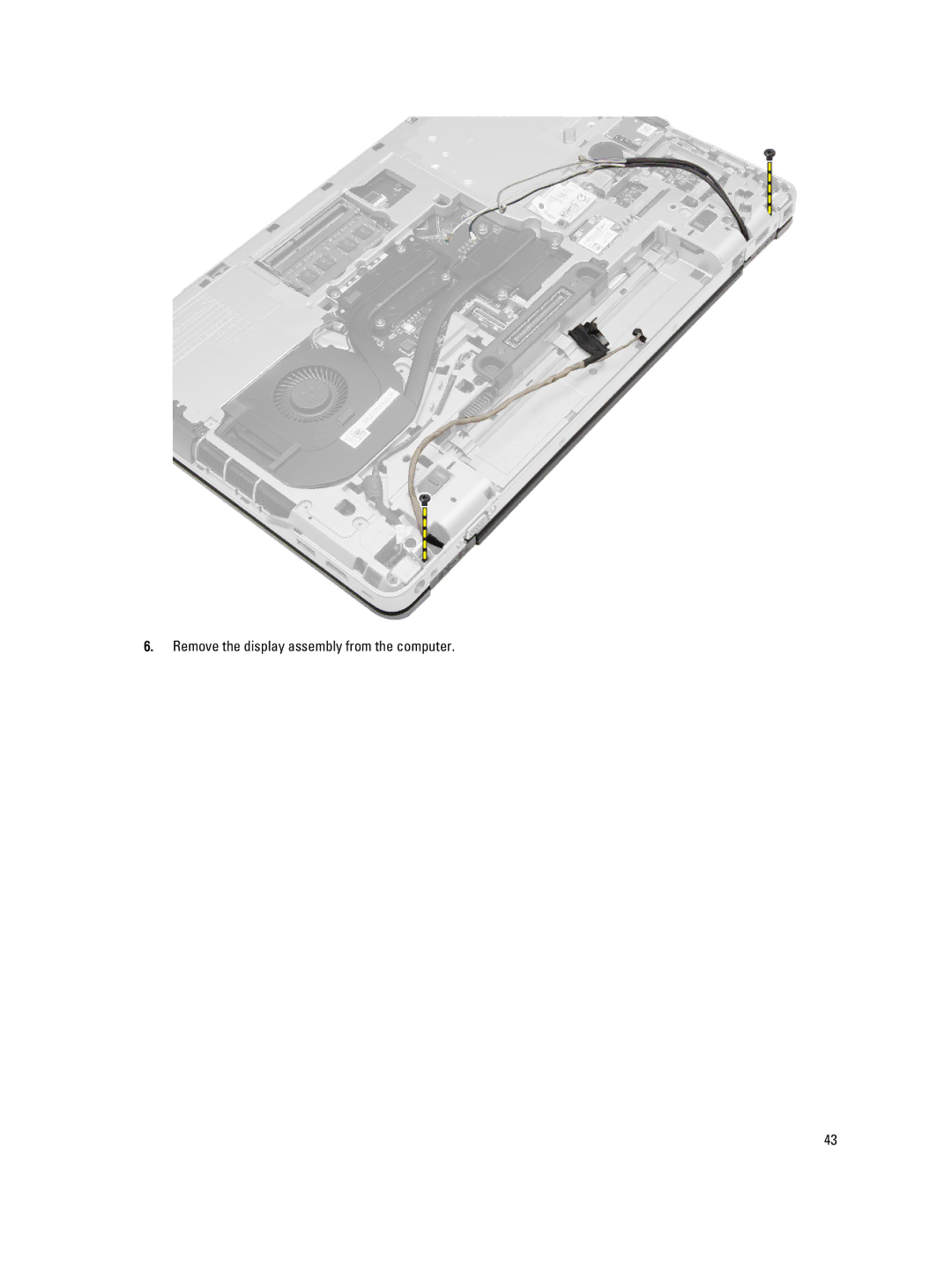 Dell E6540 owner manual Remove the display assembly from the computer 