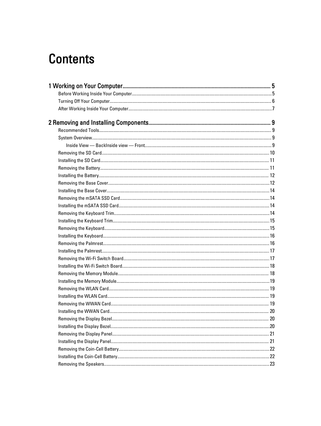 Dell E7240 owner manual Contents 