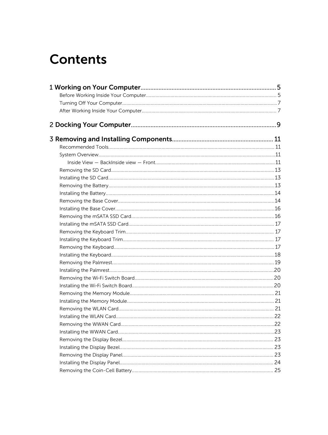 Dell E7240 owner manual Contents 