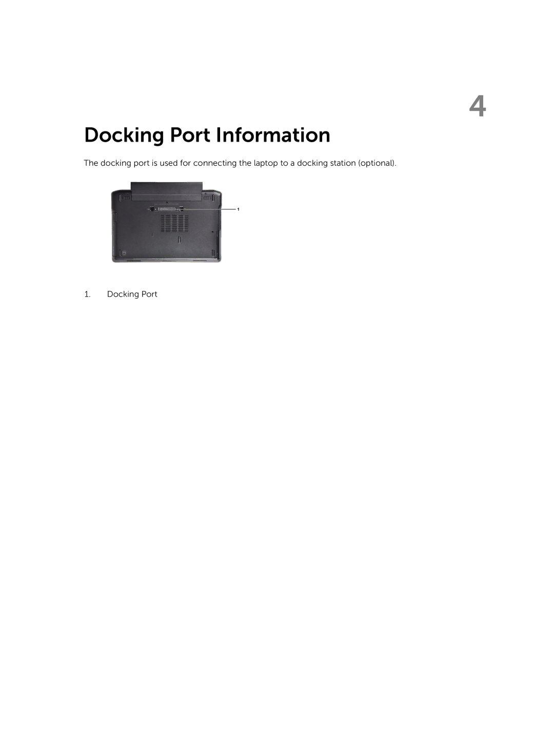 Dell E7240 owner manual Docking Port Information 