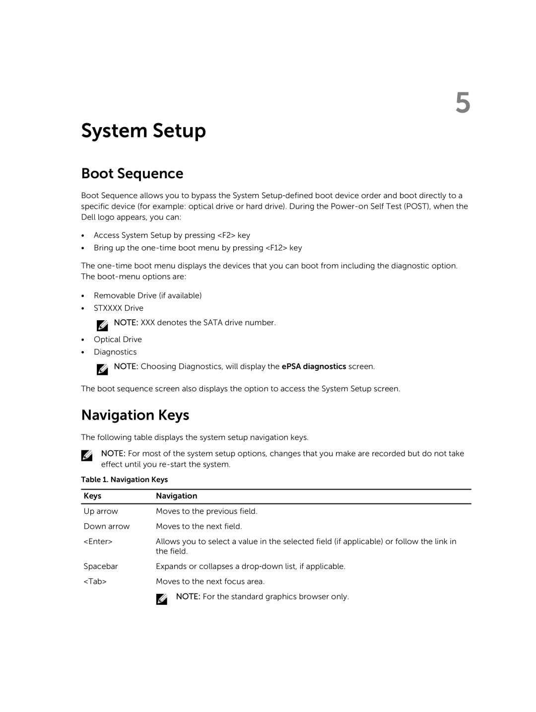 Dell E7240 owner manual System Setup, Boot Sequence, Navigation Keys 