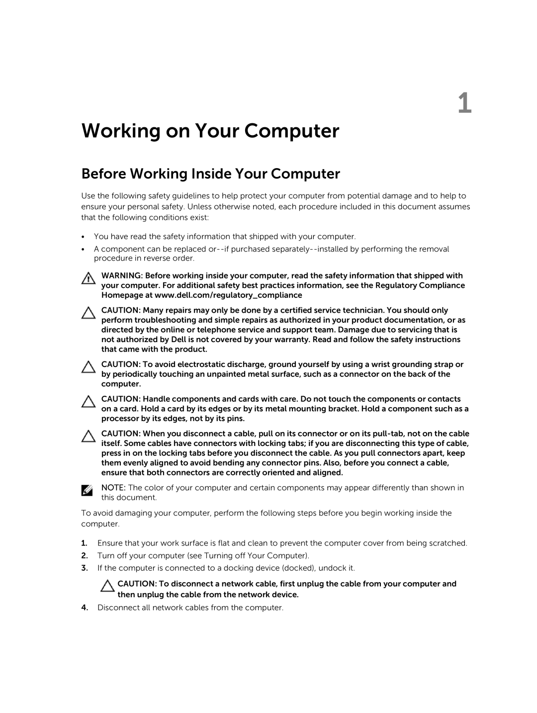 Dell E7240 owner manual Working on Your Computer, Before Working Inside Your Computer 