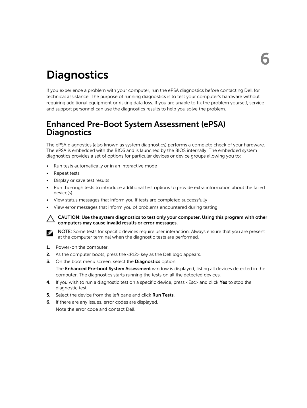 Dell E7240 owner manual Enhanced Pre-Boot System Assessment ePSA Diagnostics 