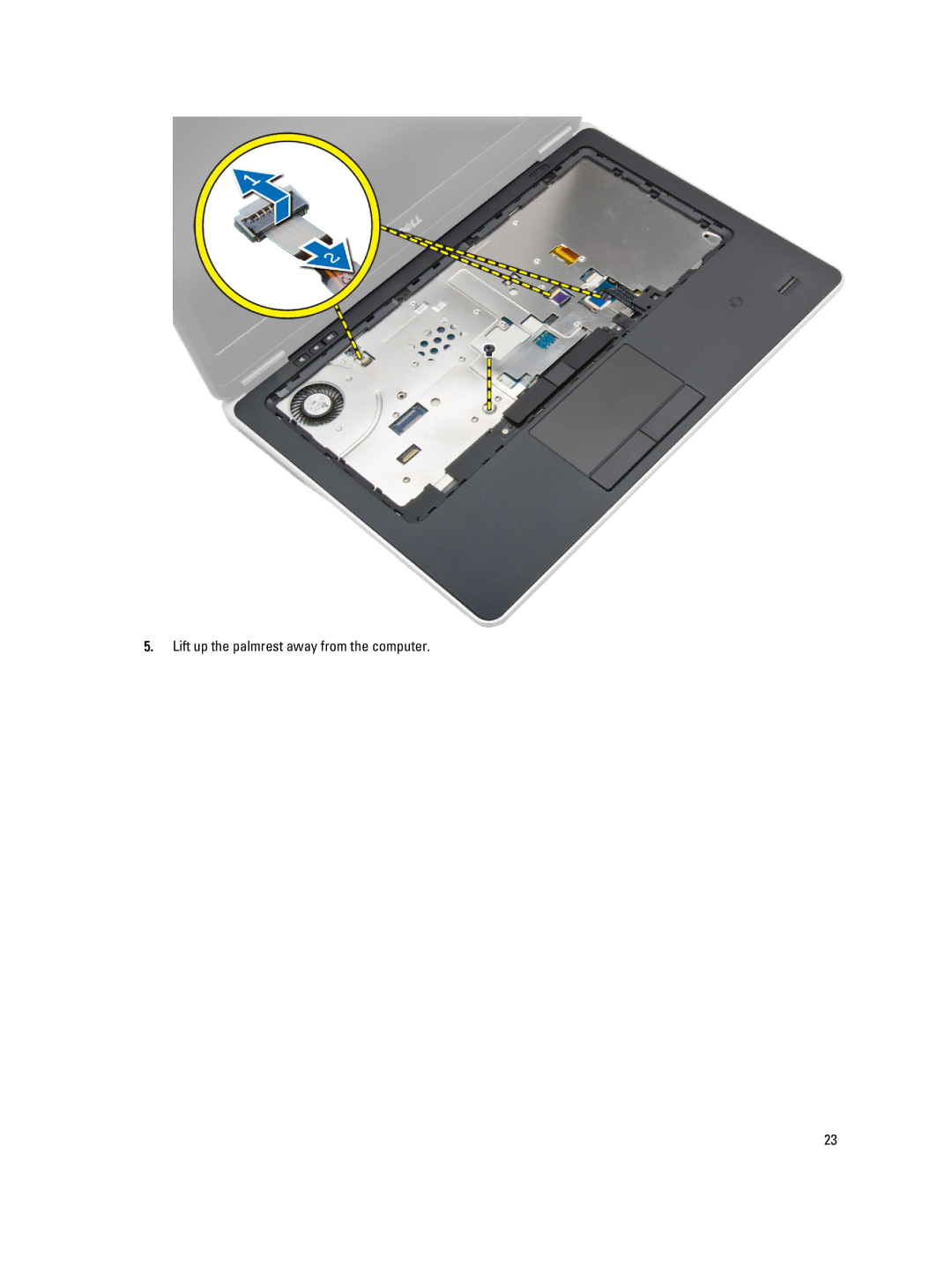 Dell E7440 owner manual Lift up the palmrest away from the computer 