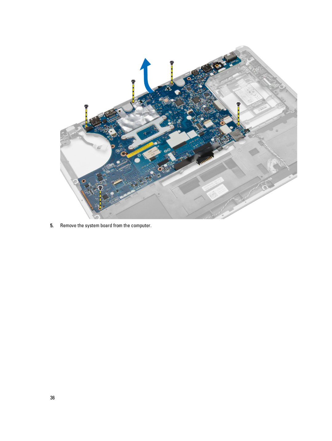 Dell E7440 owner manual Remove the system board from the computer 