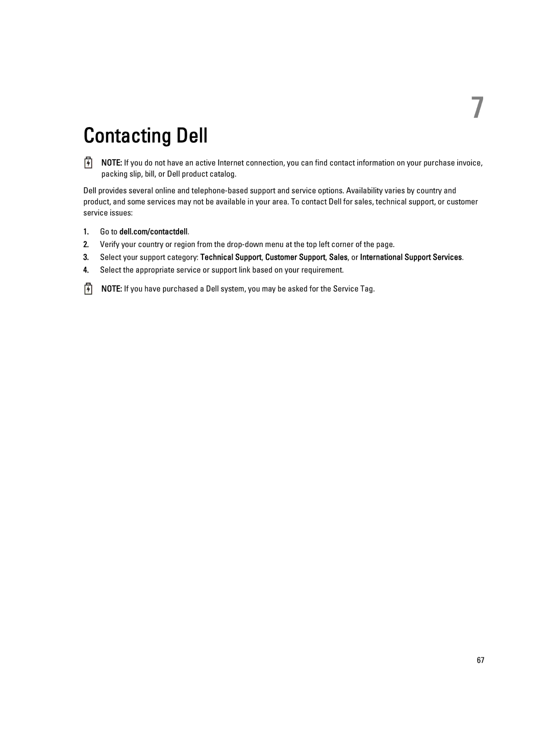 Dell E7440 owner manual Contacting Dell 