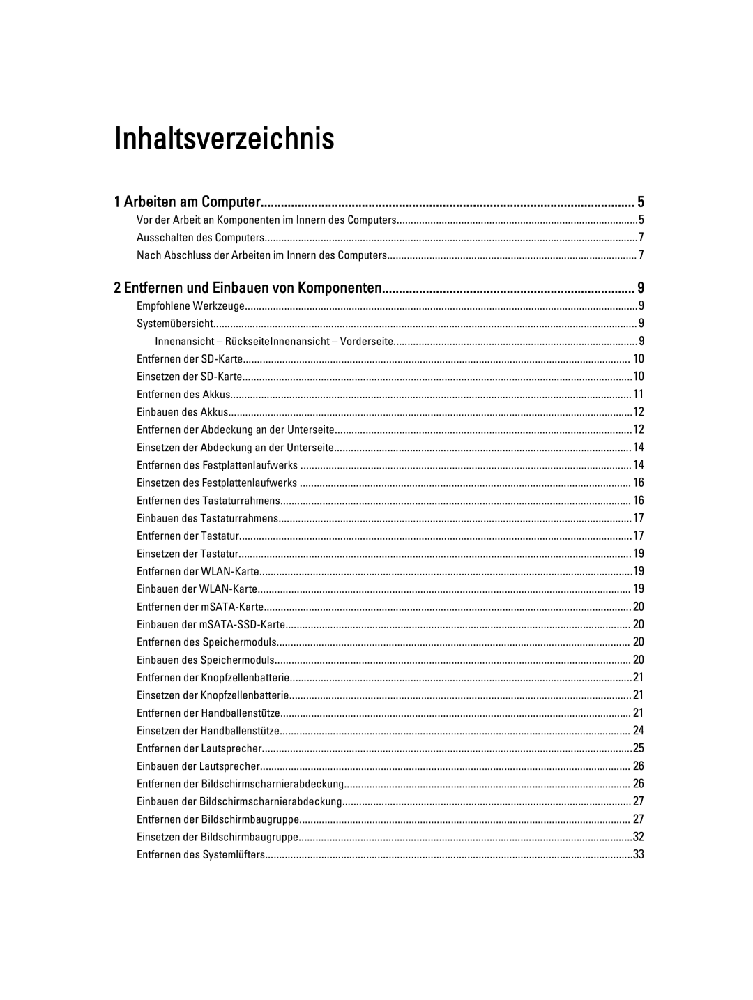 Dell E7440 manual Arbeiten am Computer, Entfernen und Einbauen von Komponenten 