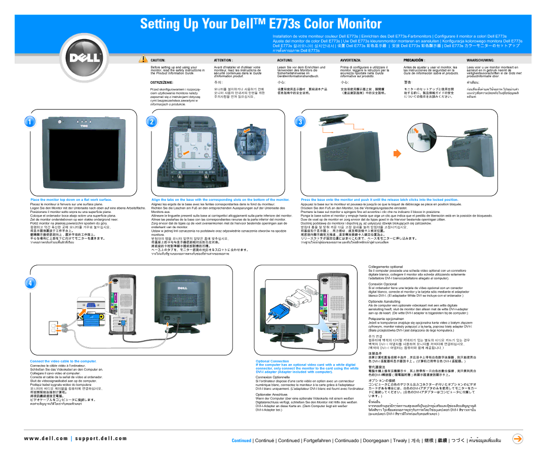 Dell E773s manual Achtung, Avvertenza, Precaución, Waarschuwing, Ostrzeżenie 
