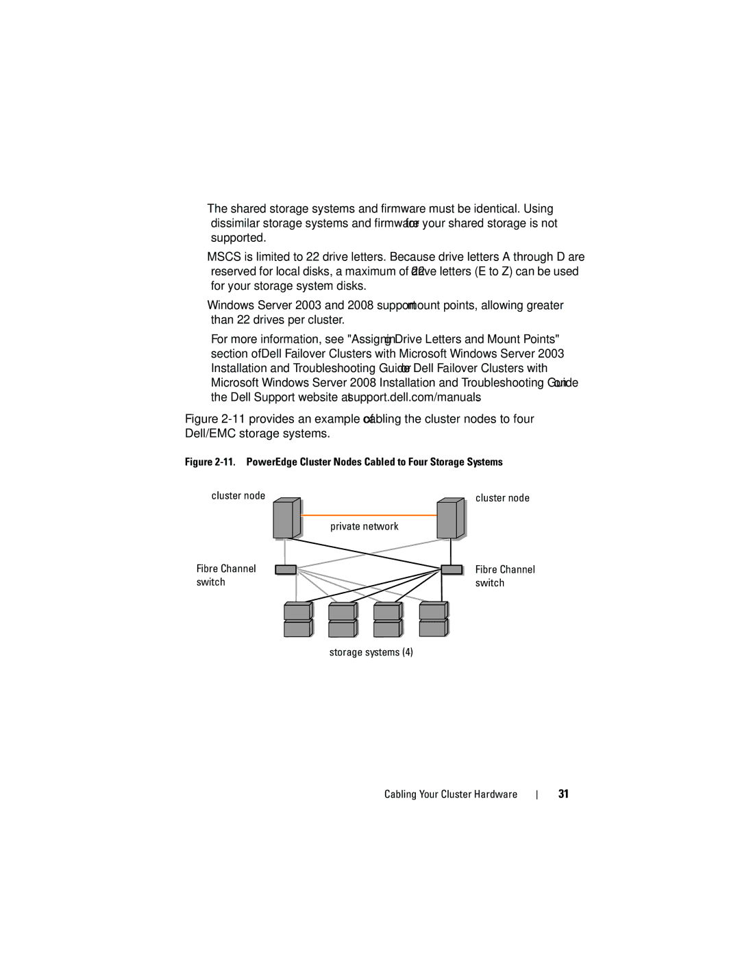 Dell EMC AX4-5 manual Cluster node, Storage systems Cabling Your Cluster Hardware 