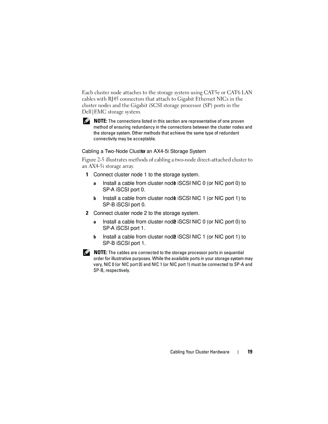 Dell EMC AX4-5I manual Cabling Your Cluster Hardware 