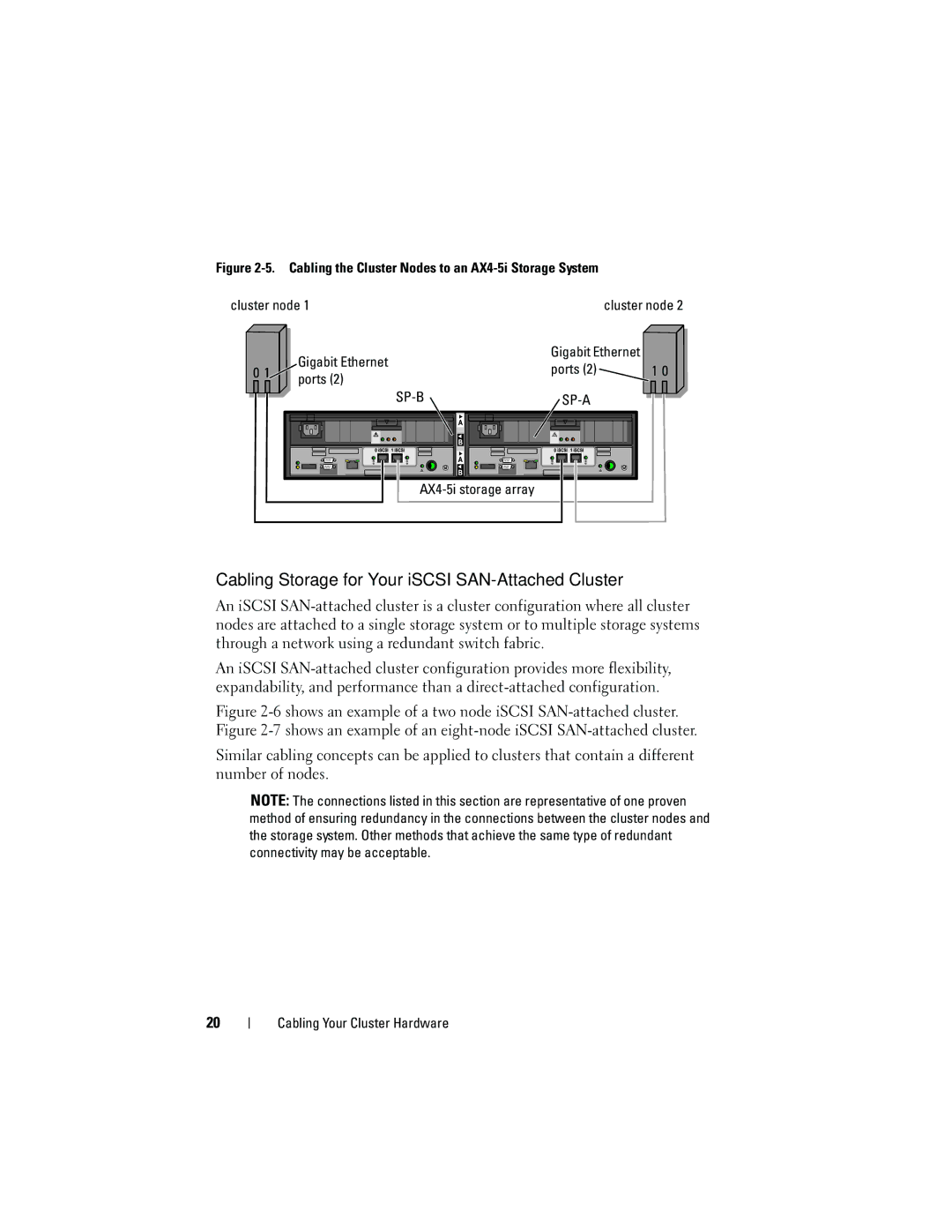 Dell EMC AX4-5I manual Cabling Storage for Your iSCSI SAN-Attached Cluster, Gigabit Ethernet, Ports, AX4-5i storage array 